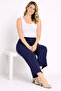Women's Plus Size Navy Blue, Elastic Waist, Wide Leg Crepe Pants 65N39373 - 3