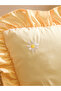 Yellow Flower Embroidered Throw Pillow Cover 45X45 cm - 2