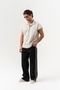 Torn Utility Fringed Sleeve Design Zero Sleeve Oversized Shirt - 4