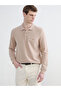 Lcwaikiki Classic Beige Polo Collar Men's Sweatshirt