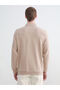 Lcwaikiki Classic Beige Polo Collar Men's Sweatshirt - 4
