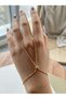 Gold Color Heart Detailed Thin Chain Women's Shahmeran Bracelet