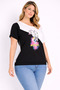 Women's Plus Size Black-White, Boat Neck, Shoulder Detail , Printed Blouse 65N39411 - 4