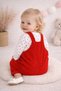 100% Cotton Piece Holiday Set Corded Fabric Velvet Ruffled Heart & Long Sleeve Bodysuit 2-Piece Baby Girl Salopet Jumpsuit - 3