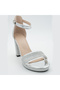 Silver Platform Heeled Women's Sandals Ankle Strap Evening Dress Shoes Vi̇d02002 - 4