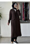 Crinkled Fabric Front Zipper Design Cap Brown 5607 - 2