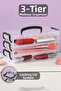 3-Piece Makeup Organizer with Lid - Transparent Modular Jewelry and Accessory Organizer Locking Box