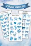 3-Piece Blue Sticker Set - Blue Themed Decorative Labels - Agenda Bullet Journal Scrapbook Collage