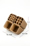 Modular Pen Holder Organizer with Grid Compartments (Pastel Brown Color) - 5