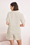 Beige 100% Cotton Piece Striped Muslin Woven Pajama Set Thmss26Pt00135 - 4
