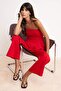 Kırmızı Peplum Kolsuz Geniş Paça Soft Touch Örme Alt-Üst Takım TWOSS26AU00005