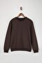 Koyu Kahverengi Regular/Normal Kesim İçi Polar/Sıcak Tutan Sweatshirt TMNAW21SW1208 - 4