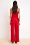 Kırmızı Peplum Kolsuz Geniş Paça Soft Touch Örme Alt-Üst Takım TWOSS26AU00005 - 4