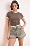 Gray High Waist Mini Denim Shorts Twoss24Sr00174