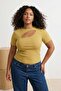 Yağ Yeşil Fitted/Vücuda Oturan Fitiili Cut-Out Detaylı Crop Örme Bluz TBBSS22AF00020