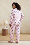 Pembe Çizgi&Kalp Desenli Gömlek Yaka Dokuma Pijama Takımı TBBAW26AI00029 - 2