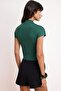 Emerald Green Regular/Normal Fit Stand Collar Short Sleeve Polyamide Knitted T-Shirt Twoss26Ts00219 - 4