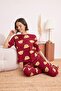 Claret Red 100% Cotton Pcs Teddy Bear Print Knitted Pajama Set Thmss21Pt0195 - 3
