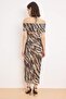 Renkli Zebra Desenli Büzgü / Drape Örme Tül Vücudu Saran Midi Astarlı Party Elbise TPRSS26EL00069 - 5