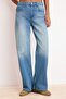 Mavi DÖKÜMLÜ Yüksek Bel %100 Pamuk Wide Leg Jeans TWOSS26JE00115 - 3