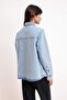 Açık Mavi Trok Detaylı Regular 100% Pamuk Oversize Denim Gömlek Ceket TWOSS26GO00003 - 4
