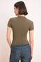 Haki Düz Fitted Bisiklet Yaka Standart Kol Kısa Poliamid Örme T-Shirt TWOSS26TS00151 - 5
