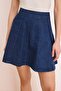 Koyu Mavi Volanlı %100 Pamuk Mini Denim Etek TWOSS26ET00068 - 3