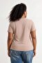 Kahverengi-Taş  2'li Paket Basic V Yaka %100 Pamuk Örme Büyük Beden T-Shirt TBBSS22TS0705 - 2