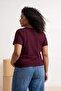Bordo Pembe 2'li Paket Basic V Yaka %100 Pamuk Örme Büyük Beden T-Shirt TBBSS22TS0705 - 5