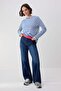 Trendyolmilla Wardrope Essentials Koyu Mavi DÖKÜMLÜ Yüksek Bel Wide Leg Jeans TWOSS26JE00128 - 2