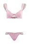 Pembe Saten Fırfır/Kurdele Detaylı Kapsız İç Çamaşırı Takımı THMSS26CC00011 - 3