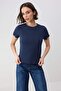 Wardrobe Essentials-Lacivert-Haki 2'li Paket Fitted/Vücuda Oturan Esnek Örme T-Shirt TWOSS26TS00154 - 4