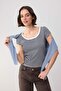 Wardrobe Essentials-Ekru Fitted/Vücuda Oturan Havuz Yaka Ay Kol Yumuşak Örme Bluz TWOSS26BZ00362 - 2