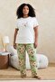 Green Floral Patterned Viscose Soft Knitted Plus Size Pajamas Set Tbbss26Ai00015 - 4