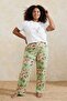 Green Floral Patterned Viscose Soft Knitted Plus Size Pajamas Set Tbbss26Ai00015 - 2