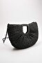 Black Wicker Hand Knitted Women's Medium Size Oval Handbag Takss25Oc00062 - 2