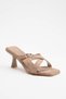 Mink Suede Gold Buckle Square Toe Women's 7 cm Heeled Slippers Takss25To00035