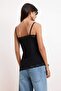 Siyah V Yaka Kolsuz Dantel Detaylı Soft Touch Örme Bluz TWOSS26BZ00661 - 4
