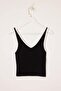 Siyah Crop V Yaka Renk Bloklu İnce Triko Bluz TWOSS25BZ00299 - 5