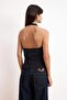 Black Fitted/Bodycon Halter Neck Sleeveless Polyamide Knitted Blouse Twoss26Bz00463 - 4