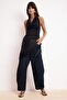 Black Fitted/Bodycon Halter Neck Sleeveless Polyamide Knitted Blouse Twoss26Bz00463 - 2