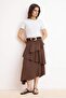 Brown Asymmetric Viscose Midi Layered Skirt Twoss26Et00056 - 3