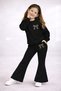 Girl's Beige-Black Hearts Printed Crew Neck Spanish Style Pantsuit - Calisa - 3