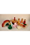 Educational Wooden Toy Ring Tower Rainbow Peg Doll Mini Size Matching Set of 6 - 4