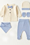 Organic Baby Boy Bow Tie Patterned 5-Piece Jumpsuit Hospital Release Newborn Outfit Bib