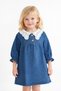 Girl's Blue Denim Dress with Collar Detail