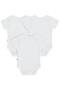 3-Piece Plain Short Sleeve Snap Fastener Bodysuit - White - 2
