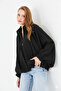 Women's pleated jacket zippered oversize women's poncho - 3