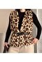 Women's Transitional Brown Slim Fit t Lined Zero Sleeve Belted Leopard Patterned Stylish Plush Vest 4940 - 5