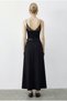 Women's Black Pleated Detailed Midi Length Belted Skirt 0856 60283958 - 5